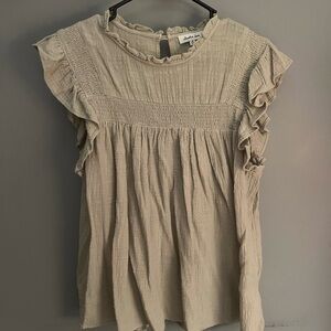 Another Love Beige Ruffle Blouse